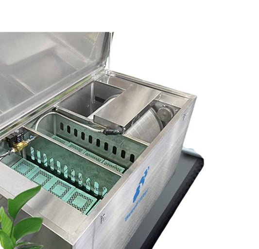 เครื่องกรองน้ำอัจฉริยะสำหรับบ่อปลา ระบบอัตโนมัติ สแตนเลส ขนาดกะทัดรัด ใช้ได้ทั้งบนดินและใต้น้ำ