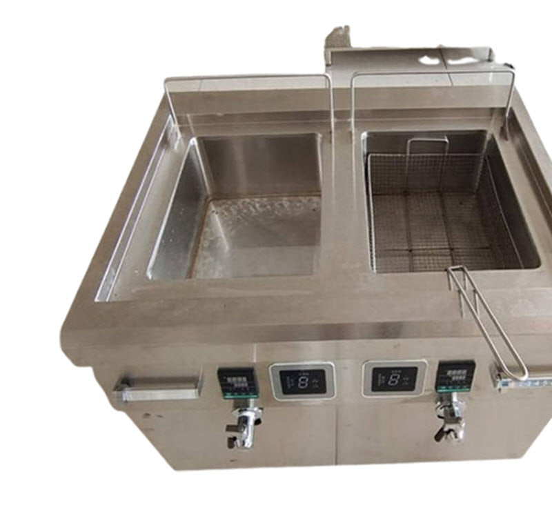 หม้อทอดไฟฟ้า 2 ถัง ขนาดใหญ่ 3000W รุ่นมือหมุน ใช้งานเชิงพาณิชย์ สำหรับทอดปลาและของทอดต่างๆ