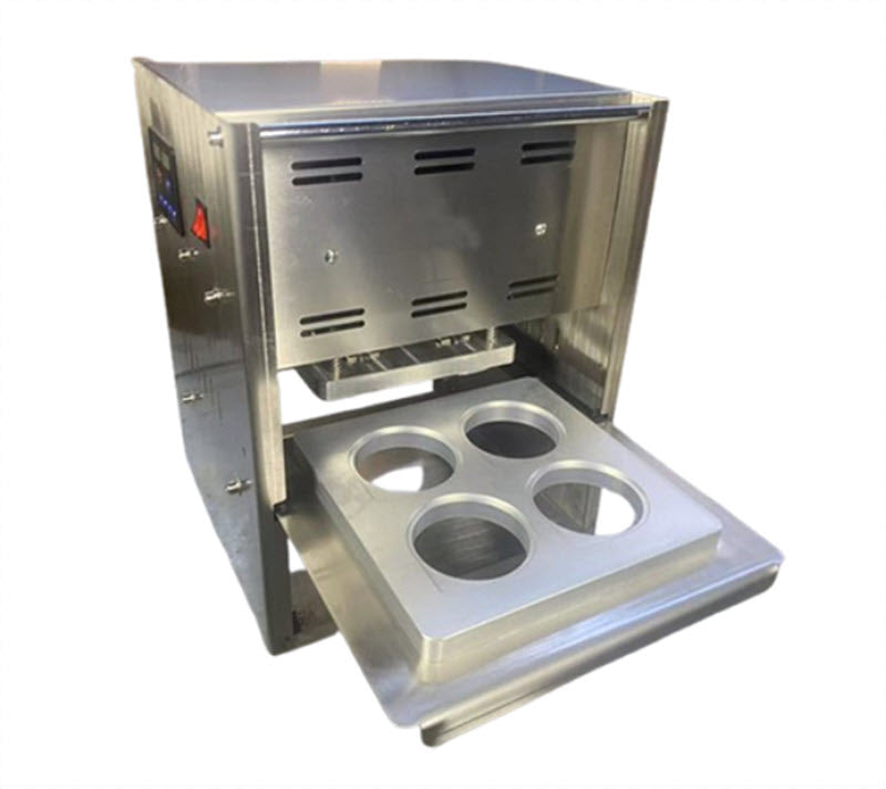 เครื่องปิดฝาถ้วยโยเกิร์ตอัตโนมัติ ขนาดเล็ก ใช้งานเชิงพาณิชย์ สำหรับบรรจุโยเกิร์ตและไอศกรีม