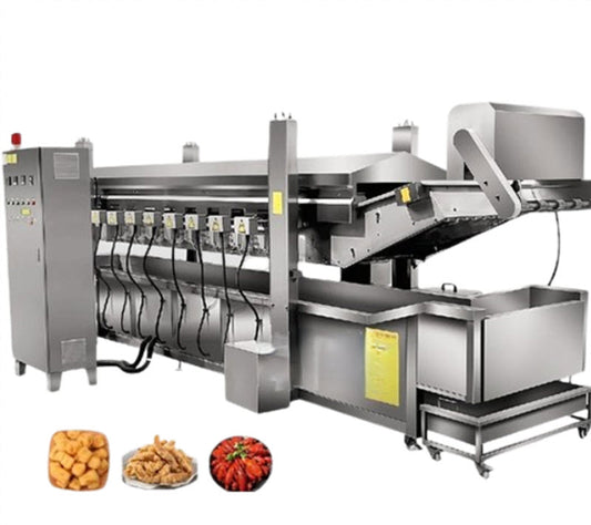 เครื่องทอดไก่ทอดปลาแบบอัตโนมัติ รุ่นใหม่ ระบบต่อเนื่อง ขนาดกะทัดรัด สำหรับทอดของว่าง