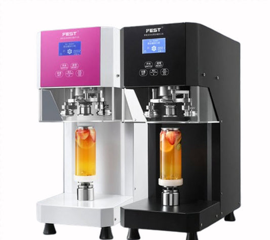 เครื่องปิดผนึกขวดพลาสติก FEST สำหรับชานมไข่มุก รุ่นอัตโนมัติ ขนาดกะทัดรัด ใช้งานง่าย
