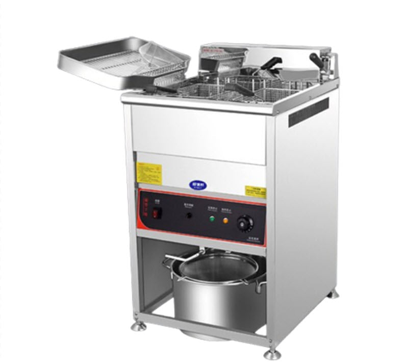 เตาทอดไฟฟ้าสองหม้อ ขนาดใหญ่ 12 ลิตร ควบคุมอุณหภูมิ ใช้สำหรับทอดไก่ ปาท่องโก๋ และอาหารทอดอื่นๆ