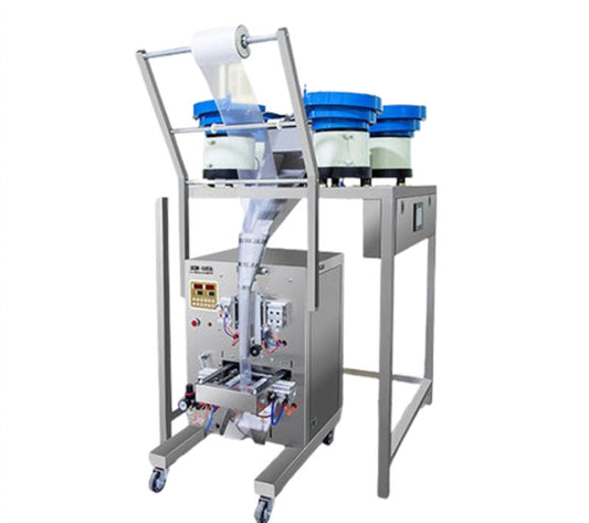 เครื่องบรรจุอัตโนมัติ 5 in 1 รุ่นพิเศษ ระบบลม สำหรับบรรจุสกรู น็อต เม็ดพลาสติก