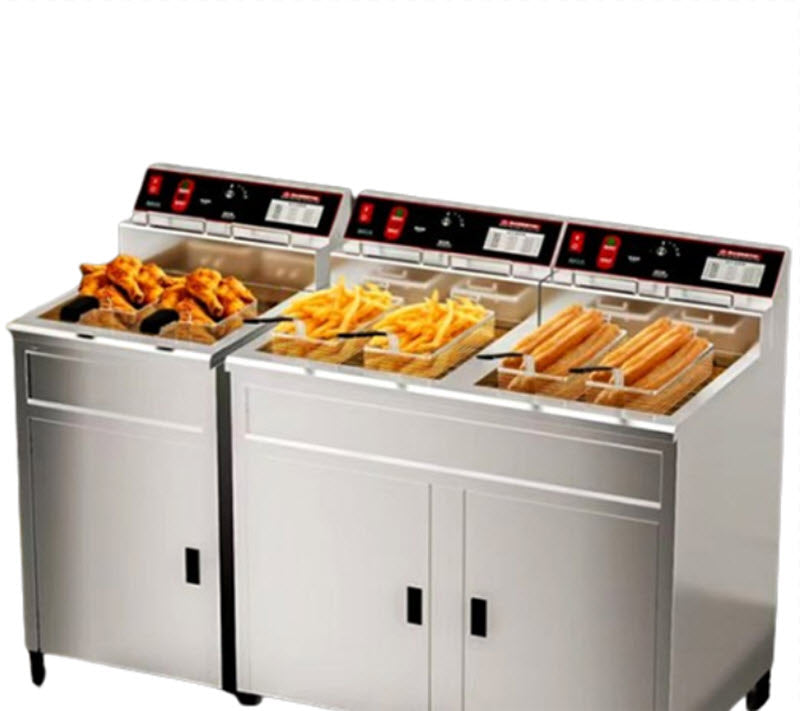 เครื่องทอดไฟฟ้าสูงขนาดใหญ่ 2 ถัง รุ่นอัตโนมัติ ควบคุมอุณหภูมิได้ เหมาะสำหรับทอดอาหาร