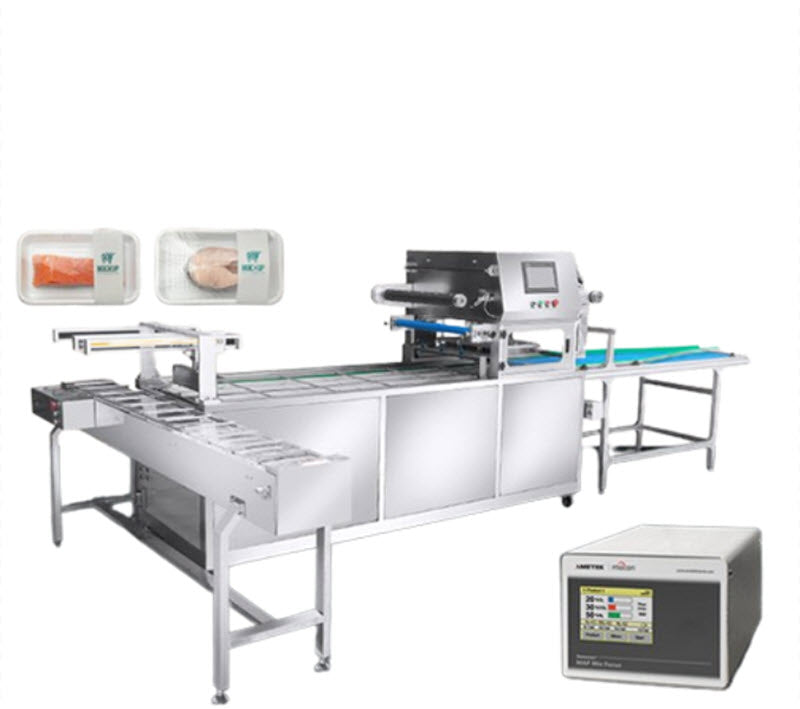 เครื่องบรรจุสุญญากาศอัตโนมัติ ขนาดกล่องพร้อมฟิล์มล็อคหลายก๊าซ สำหรับอาหารสด