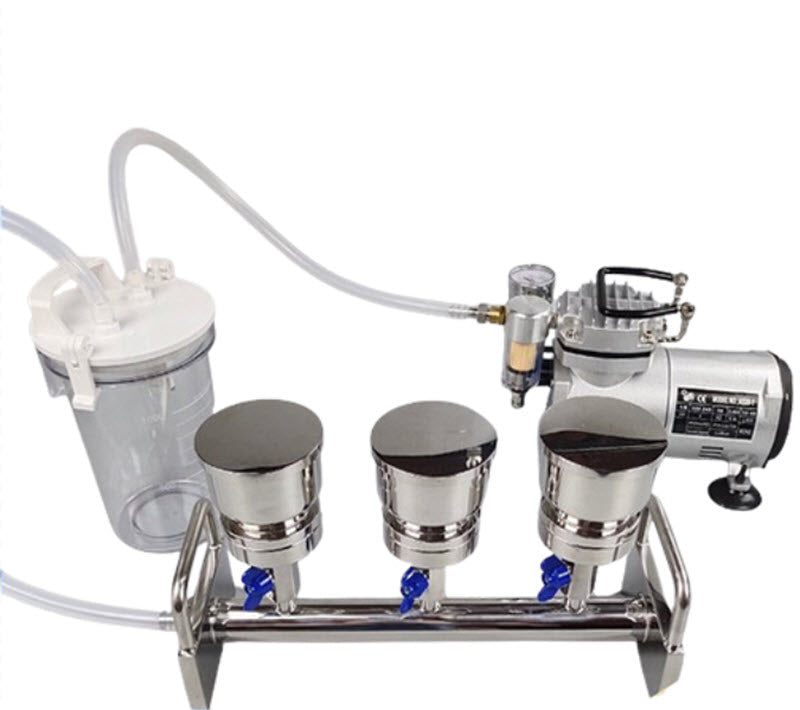 เครื่องกรองน้ำจุลชีพ 100ml รุ่น304 สเตนเลส สตีล พร้อมฝาเกลียว สำหรับตรวจเชื้อในห้อง LAB