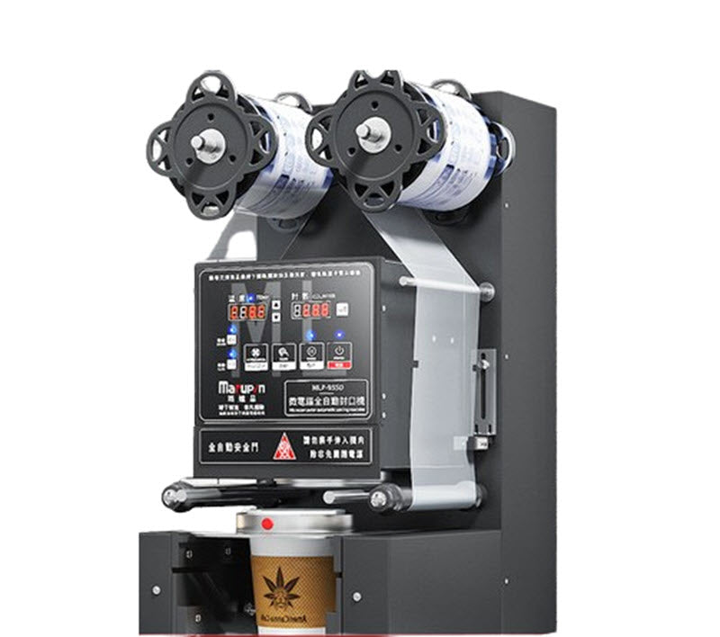 เครื่องปิดฝาอัตโนมัติรุ่นเชื่อมโยงสำหรับร้านชานม ขนาดทั่วไป ใช้ได้กับแก้วพลาสติกและกระดาษ