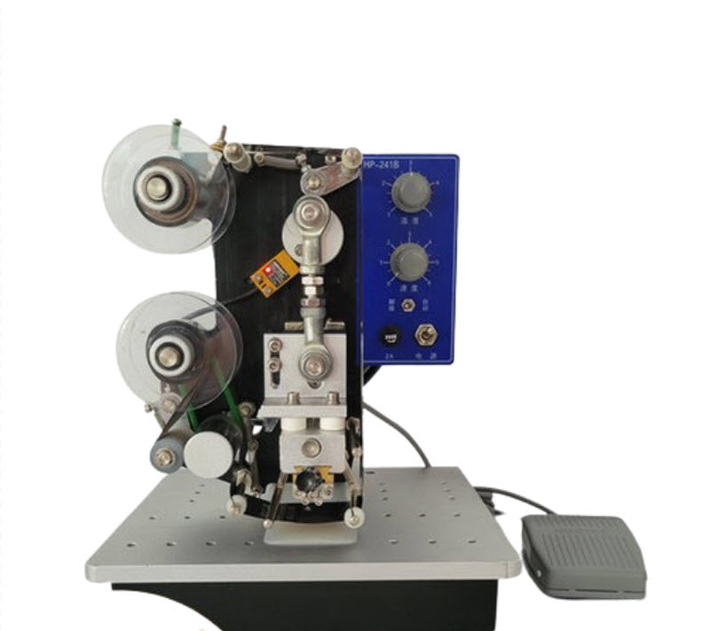 เครื่องพิมพ์วันที่และหมายเลข รุ่นไฟฟ้า 2 แถว สีเทา ใช้งานง่าย สำหรับถุงพลาสติก