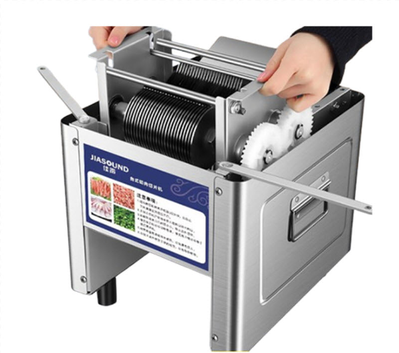 เครื่องหั่นเนื้อไฟฟ้าอัตโนมัติ ขนาดเล็ก สแตนเลส สำหรับร้านค้า ตัดเนื้อ ตัดปลา