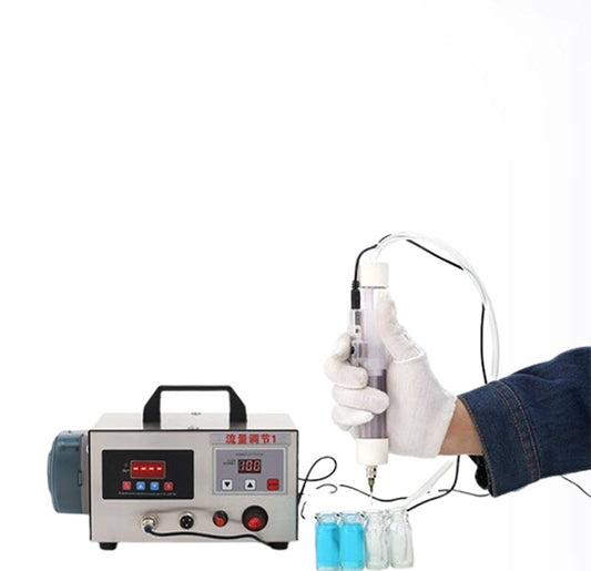 เครื่องบรรจุของเหลวขนาดเล็กแบบพกพา รุ่นอัตโนมัติ สำหรับขวดน้ำมันหอมระเหย น้ำหอม 100ml