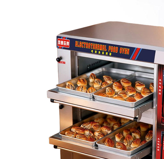 เตาอบไฟฟ้าขนาดใหญ่ 220V สำหรับทำขนม ขนมปัง พิซซ่า 2 ชั้น เหมาะสำหรับร้านค้า ขนาดกะทัดรัด