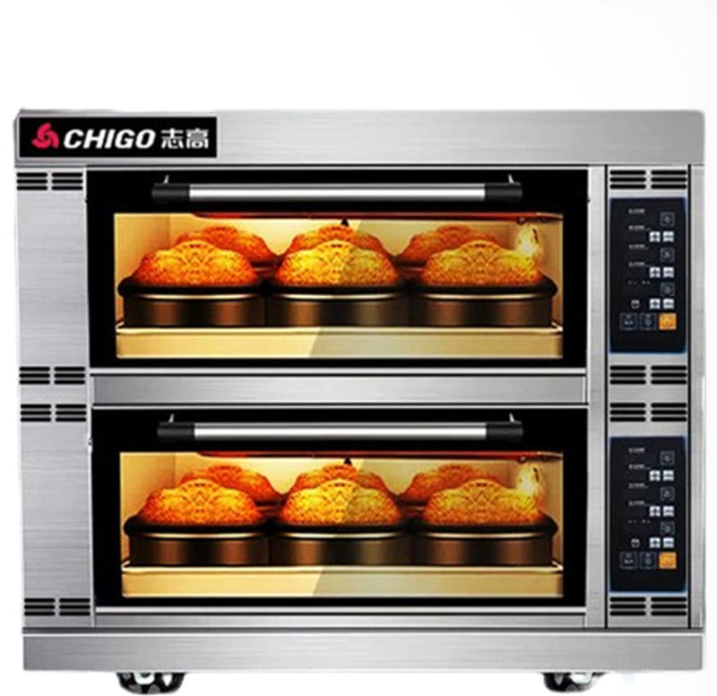 เตาอบไฟฟ้าสำหรับพาณิชย์ ขนาดใหญ่ 2 ชั้น เหมาะสำหรับเค้กและพิซซ่า ความจุสูง รุ่น 2 ถาด
