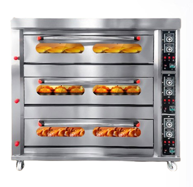 เตาอบแก๊สเชิงพาณิชย์ 3 ชั้น 6 ชั้น ขนาดใหญ่ สำหรับอบขนมปัง พิซซ่า เค้ก รุ่น 赛快