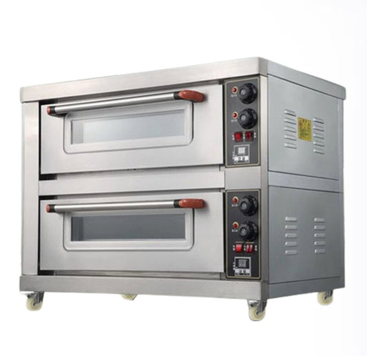 เตาอบไฟฟ้าสำหรับเชิงพาณิชย์ TKH สองชั้น 2 ถาด ขนาดใหญ่ สำหรับพิซซ่าและขนมปัง