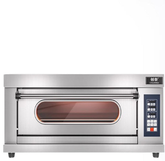 เตาอบแก๊สเชิงพาณิชย์ ขนาดใหญ่ 1 ชั้น 2 ถาด สำหรับอบพิซซ่า เค้ก ขนมปัง รุ่น创奈