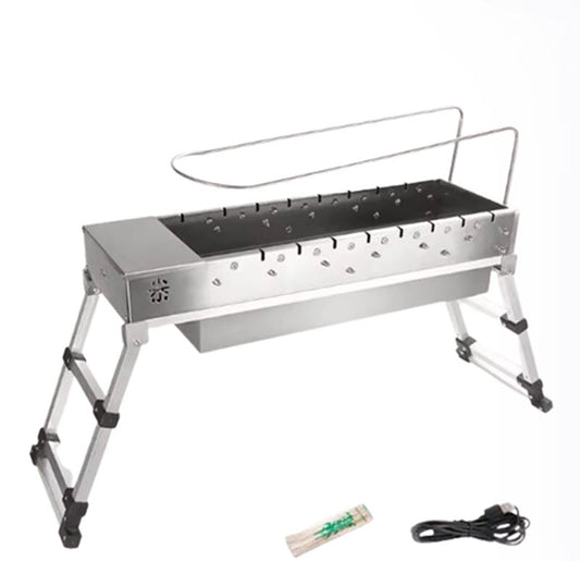 เตาย่างบาร์บีคิวไฟฟ้าอัตโนมัติ หมุนได้ สแตนเลส ขนาดกลาง สำหรับปิ้งย่างกลางแจ้ง