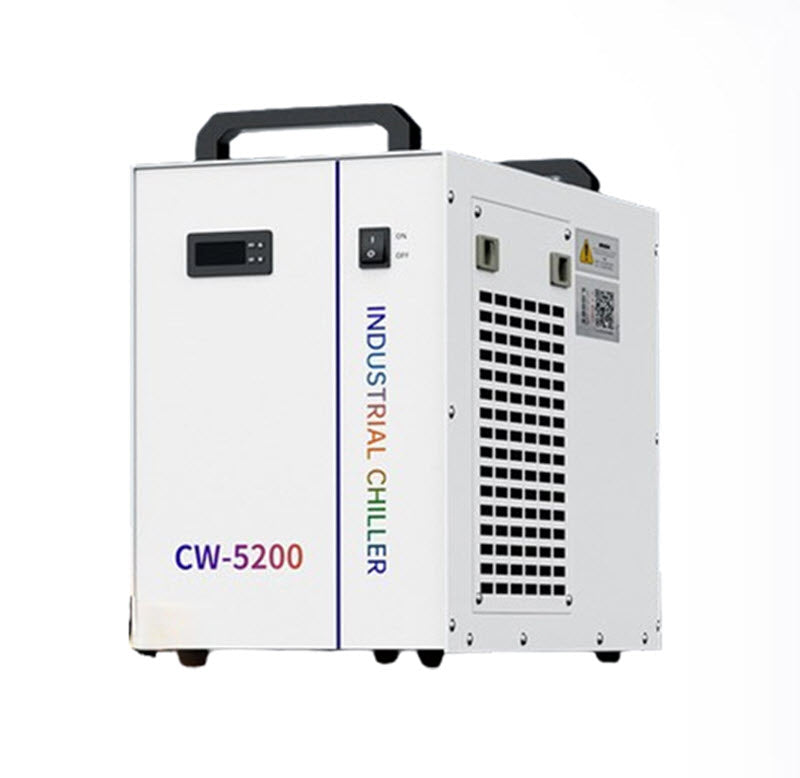 เครื่องทำความเย็นน้ำอุตสาหกรรม CW5200 ขนาดเล็ก สำหรับเลเซอร์ตัดแกะสลัก ระบบน้ำเย็น