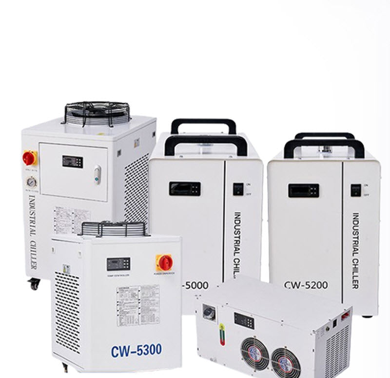 เครื่องทำความเย็น CW รุ่นเล็ก เลเซอร์อุตสาหกรรม น้ำเย็นระบบหมุนเวียน พลังงานลม 220V