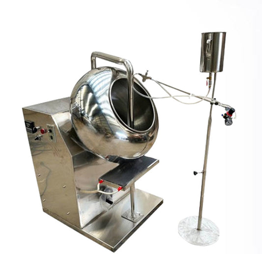 เครื่องเคลือบช็อกโกแลตสแตนเลส ขนาดเล็ก สำหรับผงเคมี รุ่นทำเม็ดขนมและลูกชิ้น