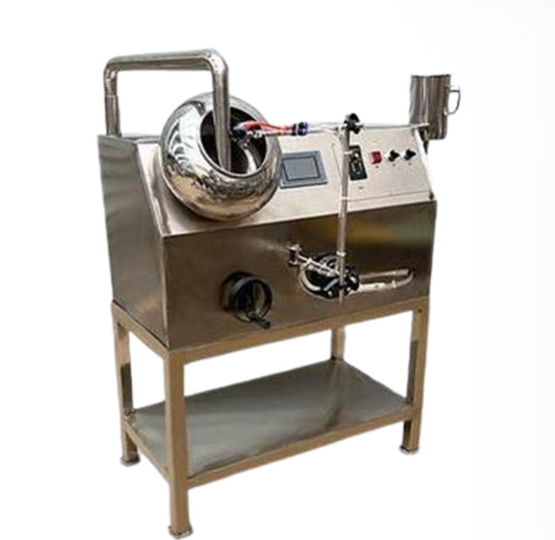 เครื่องเคลือบช็อกโกแลตและลูกกวาด 304 สแตนเลส ขนาดวงกลม รุ่นสำหรับห้องปฏิบัติการ