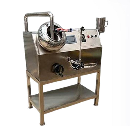 เครื่องเคลือบช็อกโกแลตและลูกกวาด 304 สแตนเลส ขนาดวงกลม รุ่นสำหรับห้องปฏิบัติการ