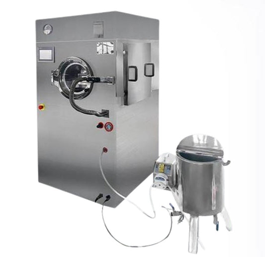 เครื่องเคลือบอัตโนมัติสำหรับช็อกโกแลตและลูกอม ขนาดกะทัดรัด รุ่น 2023 ใช้งานง่าย สายการผลิตสูง