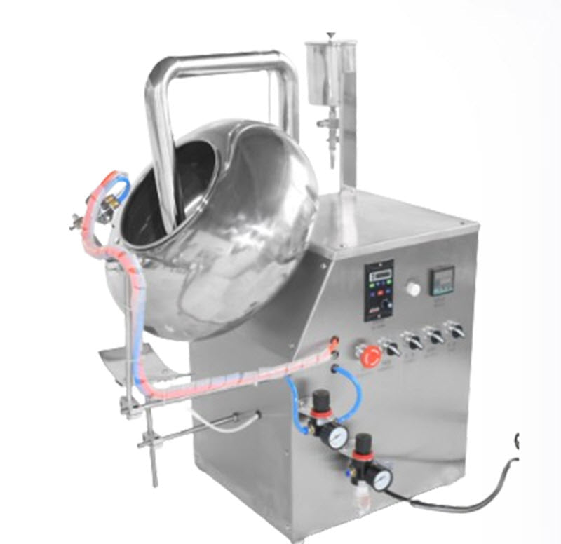 เครื่องเคลือบขนมอัตโนมัติ BYC ขนาดเล็ก สำหรับเคลือบช็อกโกแลตและเม็ดฟิล์มในห้องปฏิบัติการ