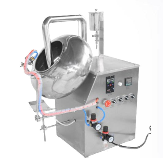 เครื่องเคลือบขนมอัตโนมัติ BYC ขนาดเล็ก สำหรับเคลือบช็อกโกแลตและเม็ดฟิล์มในห้องปฏิบัติการ