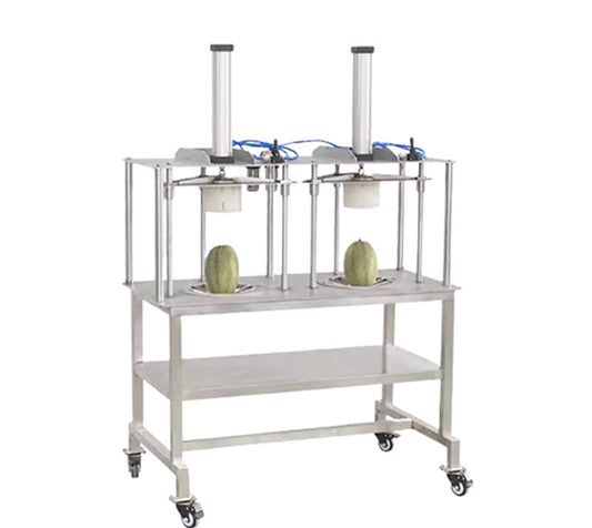 เครื่องแปรรูปผลไม้แบบสองหัว รุ่นขนาดกลาง-ใหญ่ สำหรับปอกและตัดผลไม้ (มะละกอ, สับปะรด, ฟักทอง)