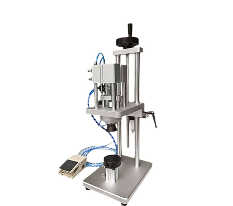 เครื่องกดปิดฝาขวดน้ำหอมแบบตั้งโต๊ะ ระบบลมอัด เหมาะสำหรับขวดน้ำหอมและขวดล็อค口液
