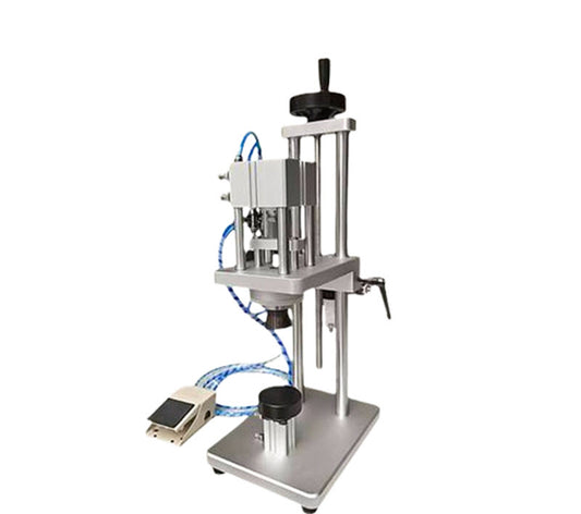 เครื่องกดปิดฝาขวดน้ำหอมแบบตั้งโต๊ะ ระบบลมอัด เหมาะสำหรับขวดน้ำหอมและขวดล็อค口液