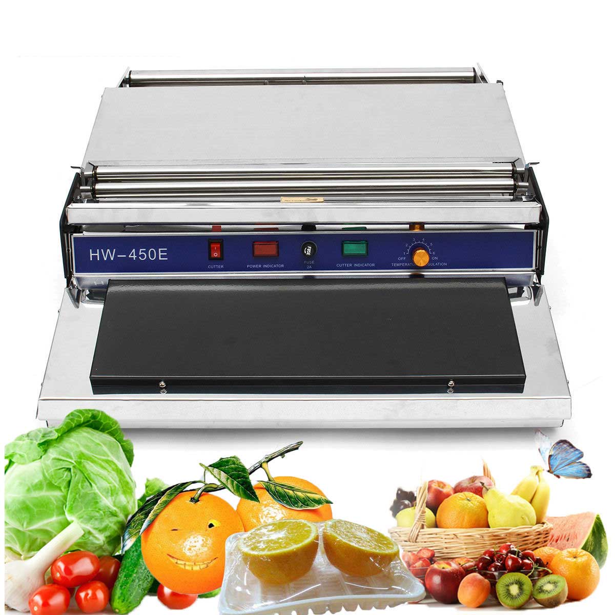 เครื่องห่อถาดอาหาร HW – 450E กว้าง 240mm 220V/50Hz