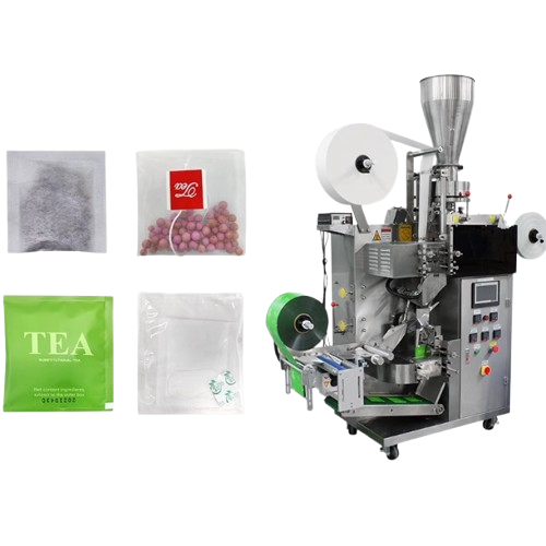 เครื่องบรรจุชาแบบซีลสามด้านทั้งด้านในและด้านนอกอัตโนมัติ เครื่องบรรจุถุงชาหอมแบบสามเหลี่ยมพร้อมฉลากติดสาย โรงงานเครื่องบรรจุมันสำปะหลัง