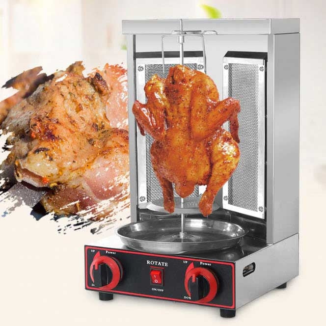 เครื่องย่างเนื้อ ไก่ หมู วัว แนวตั้ง แบบใช้แก๊ส Gas Vertical Shawarma Barbecue Grill รุ่น IT-GVB-2S อินฟาเรด ปรับอุณหภูมิได้ 0-100 องศา