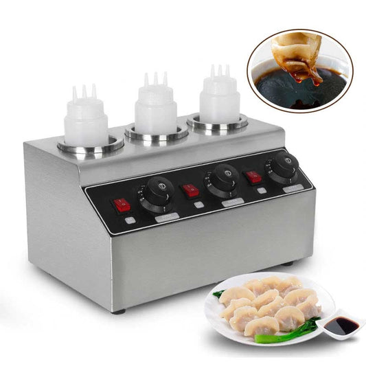 เครื่องอุ่นซอสไฟฟ้า Electric Sauce Warmer รุ่น EY-QK-3 ใช้งานได้ 3 ขวดต่อครั้ง กำลังไฟ 240 วัตต์
