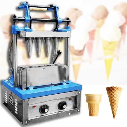 เครื่องทําโคนไอศครีม เครื่องทำโคนไอติม รุ่น 4 โคน ICE CREAM CONE MAKER MACHINE กำลังไฟ 3600 วัตต์ 100ชิ้น/ชม. น้ำหนักเครื่อง 95 กิโลกรัม