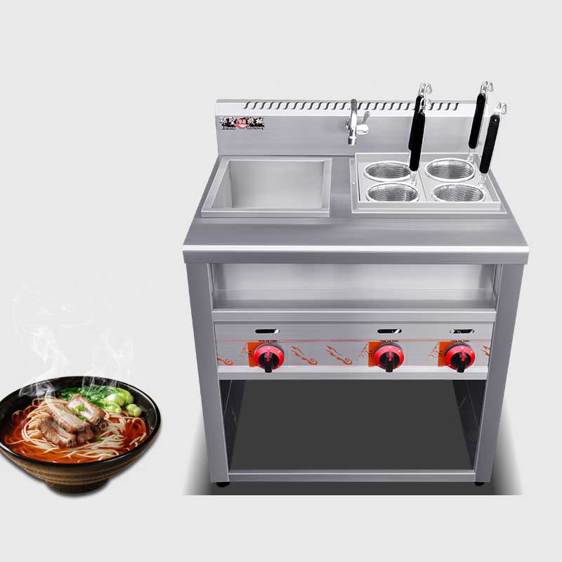 เตาลวกเส้น ก๋วยเตี๋ยว Noodle Cooking Stove แบบแก๊ส รุ่น 4 ช่องลวก 1 อ่างน้ำ