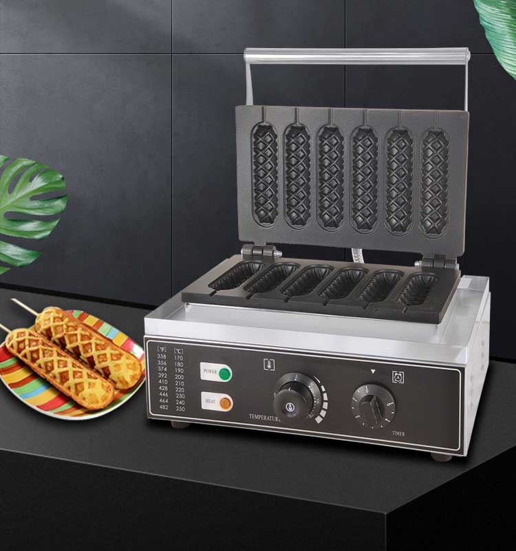 เครื่องทําวาฟเฟิล ใส้กรอก แบบ 6 ช่อง รุ่น PB-119 กำลังไฟ 1550 วัตต์ ปรับความร้อนได้ 50-250 องศา