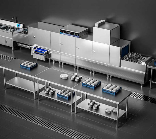 เครื่องล้างจานอัตโนมัติ Commercial Automatic Dishwasher เครื่องล้างจานแบบสายพาน พร้อมระบบอบแห้ง