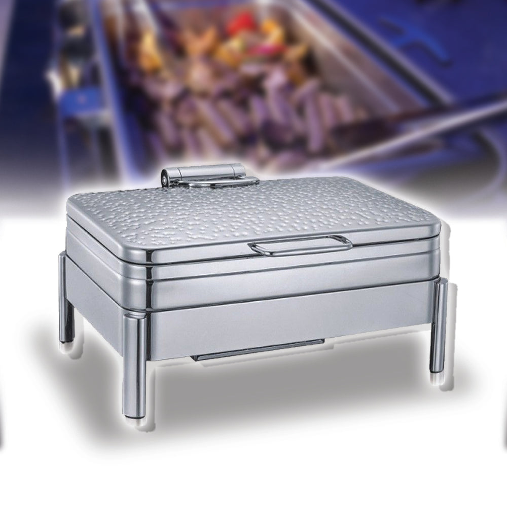 ถาดอุ่นอาหาร โรงแรม รุ่น 6011L สแตนเลส 304 ขนาด 590x470x320 มม.ปิดด้วยไฮดรอลิค 16kg มีที่อุ่นในตัว