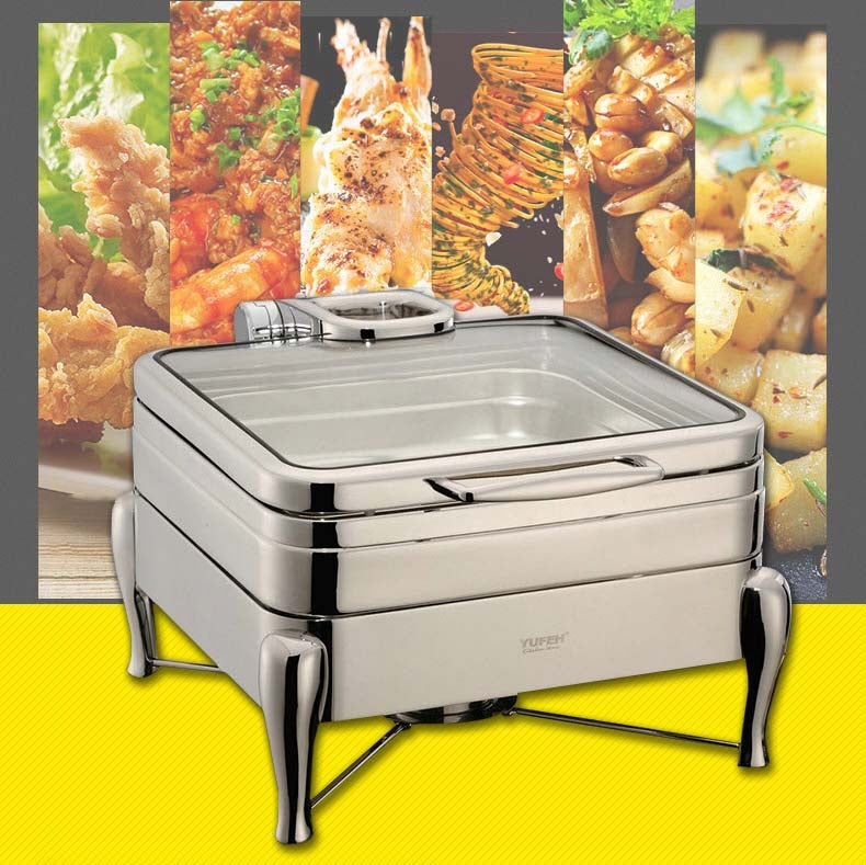 ถาดอุ่นอาหาร โรงแรม รุ่น 4032L สแตนเลส 304 ขนาด 470x400x180 มม.มีที่อุ่นในตัว