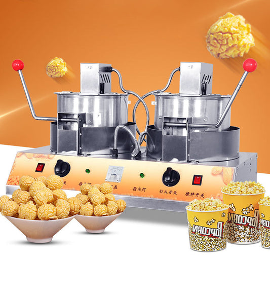 เครื่องทำป็อปคอร์น แบบ 2 เตา แก๊ส Dual Pot Popcorn Machine Gas Type 32 ออนซ์