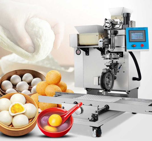 เครื่องทำบัวลอยใส่ไส้ไฟฟ้า เครื่องทำขนมใส่ไส้ รุ่น VFD-4000B มีระบบเลื่อนถาดอัตโนมัติ กำลังการผลิตสูงสุด 5000 ลูกต่อชั่วโมง