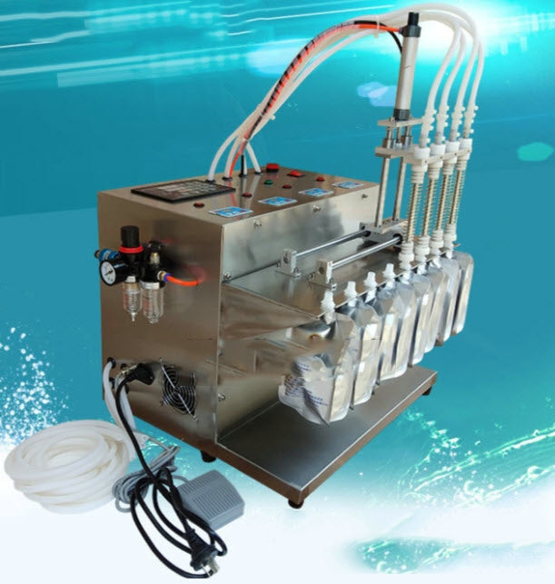 เครื่องบรรจุของเหลว 4 หัวจ่าย Semi-automatic liquid filling machine