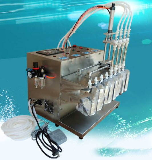 เครื่องบรรจุของเหลว 4 หัวจ่าย Semi-automatic liquid filling machine