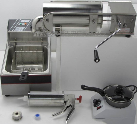 เครื่องทำ ปาท่องโก๋สเปน Automatic Feed Electric churros machine พร้อม sauce gun, เครื่องอุ่นช็อกโกแลต
