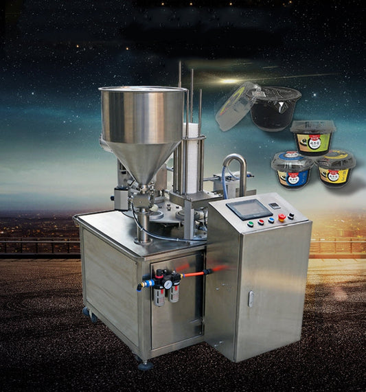 เครื่องซีลแก้วพลาสติก ถาดอาหาร ถ้วยอาหาร พร้อมบรรจุ Plastic cup filling and sealing machine