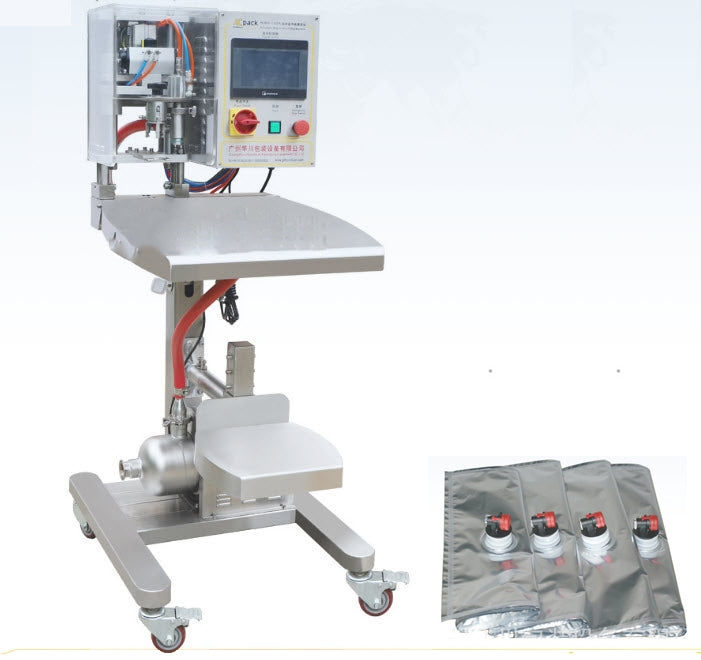 เครื่องบรรจุของเหลว HCBIB-130ZA 0.4（kw）5000-30000（ml）น้ำ พร้อมหัวปิด Automatic filling and capping machine with valve bag