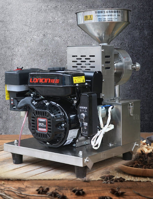 เครืองบดอาหาร stainless 304 พกพา ใช้น้ำมัน QYM170 มอเตอร์ 5.5KW น้ำหนักเครื่อง 30kg