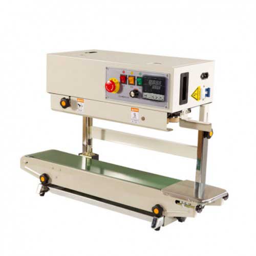 เครื่องซีล ต่อเนื่อง FR770 สายพาน ปรับเป็นแนวตั้งได้ มอเตอร์ 850W แถบซีล 6-10 มม.